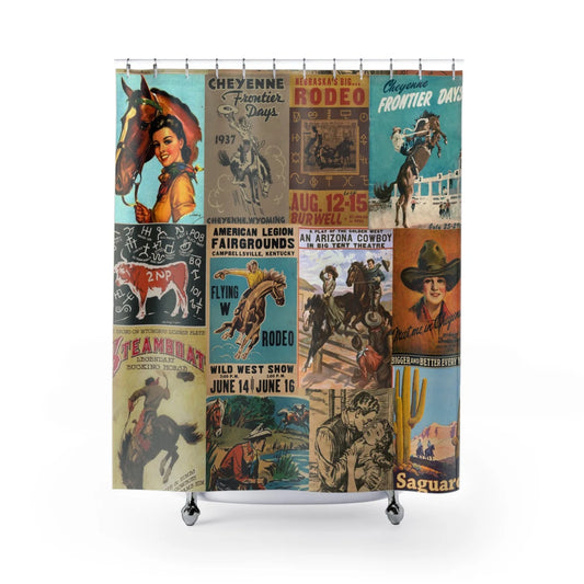 Vintage Western Poster Art Retro Shower Curtain