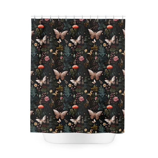 Night Garden Mystical Moth Bath Shower Curtain