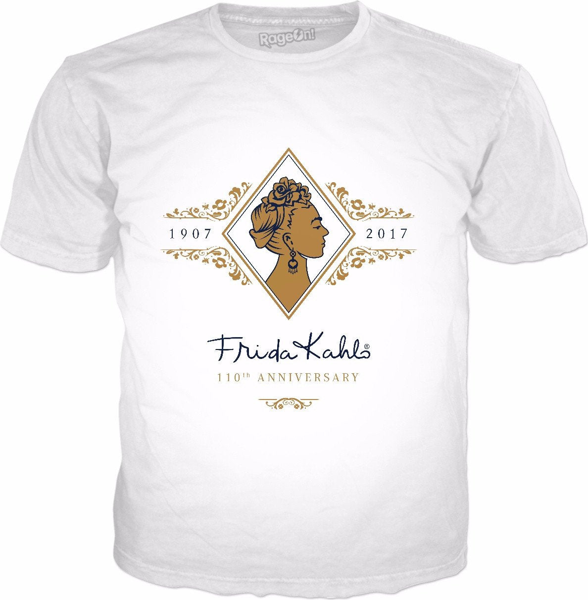 Frida Kahlo 110th Anniversary Gold & Classic White T-Shirt