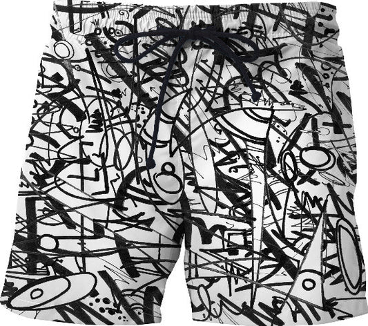 The Real Time Is Now (Black and White) Swim Shorts
