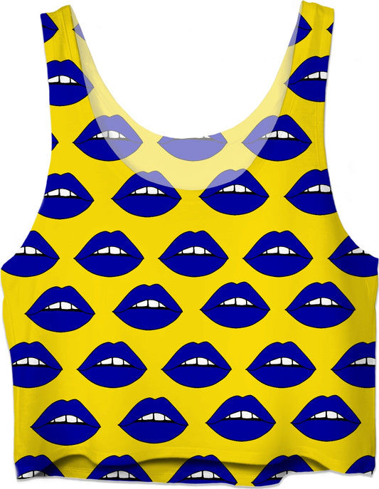 Blue Lips Yellow Crop Top