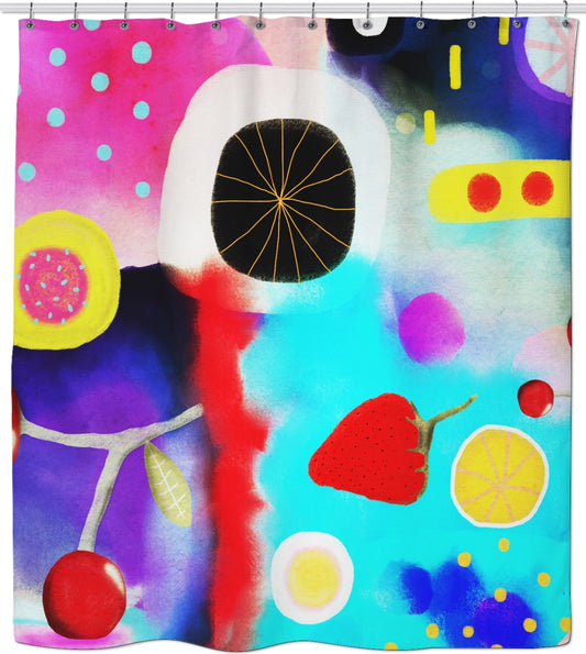 Ruth Fitta-Schulz - Fruits Party Barcelona Summer Shower Curtain