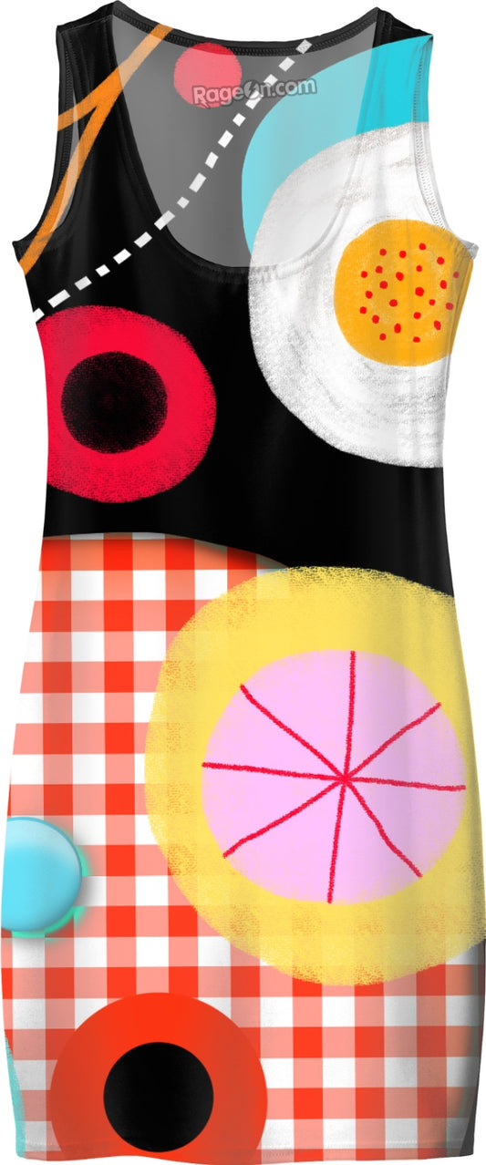 Ruth Fitta Schulz - Gingham  and  Black Poppies Dress