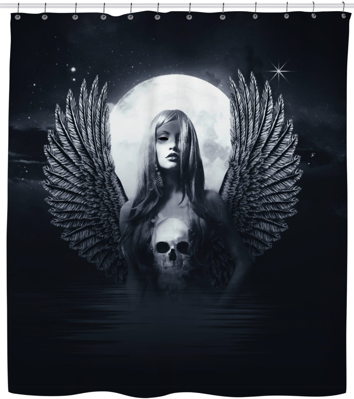 Selene and Skull Shower Curtain