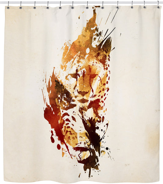 El Guepardo Large Cat Cheetah Shower Curtain