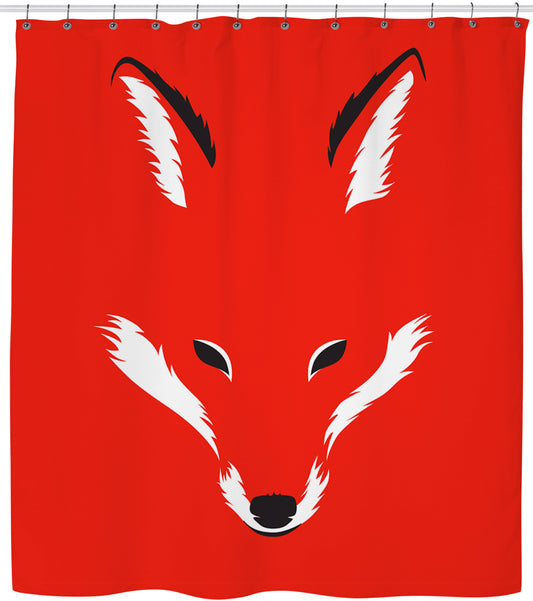 Red Foxy Shape Fox Dog Shower Curtain