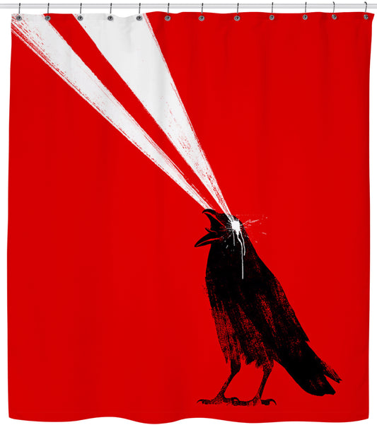 Red Laser Crow Shower Curtain