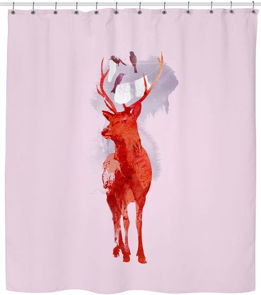 Pink Deer Shower Curtain