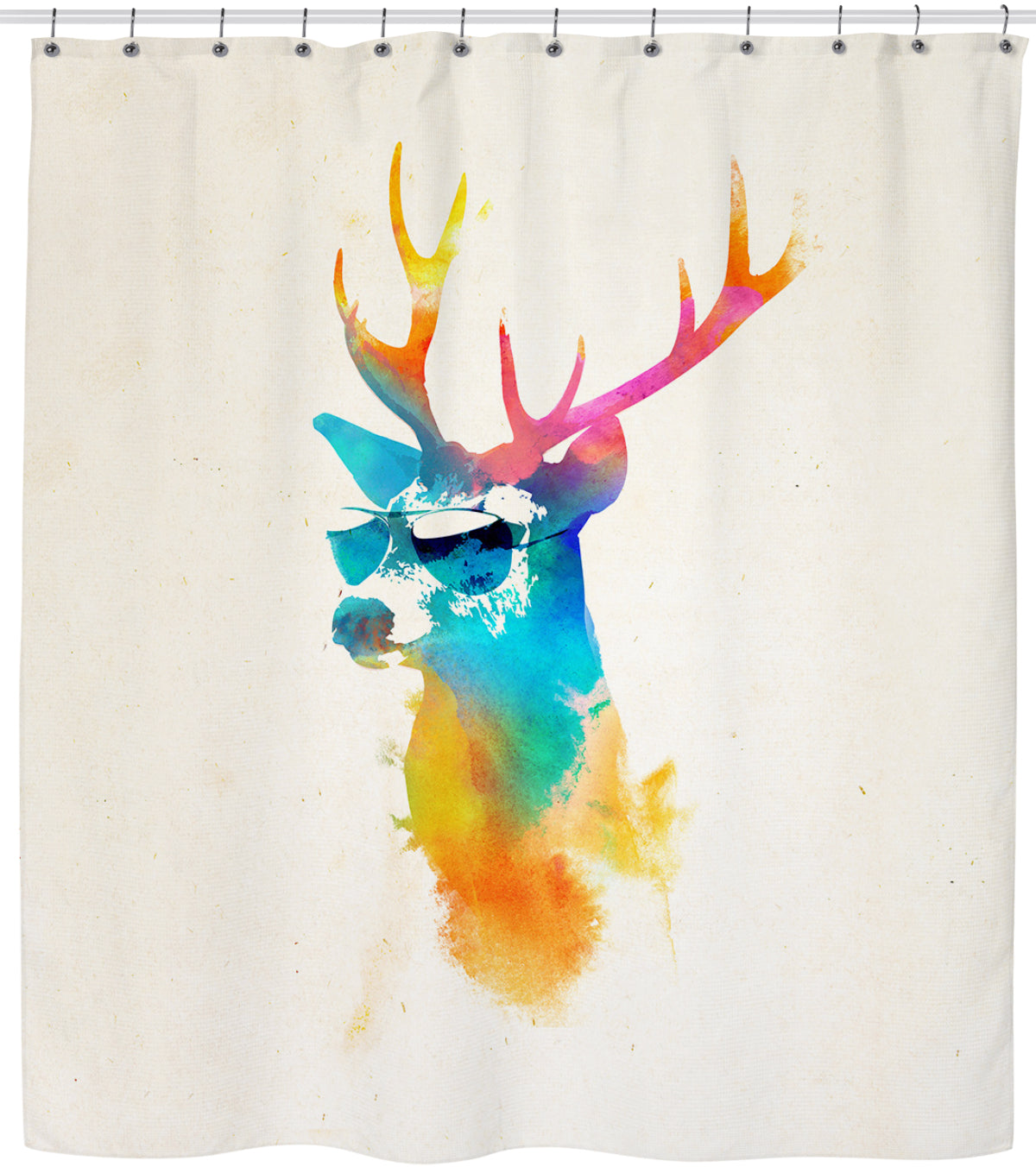 Sunny Stag Watercolor Deer Shower Curtain