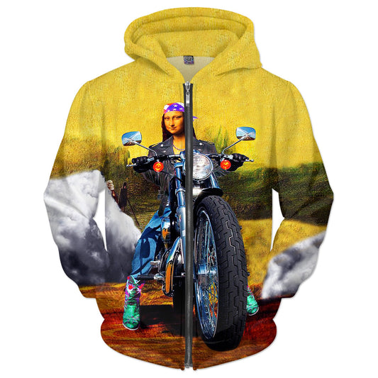 Motorcycle Mona Lisa (Hoodie, Phone Case & More)