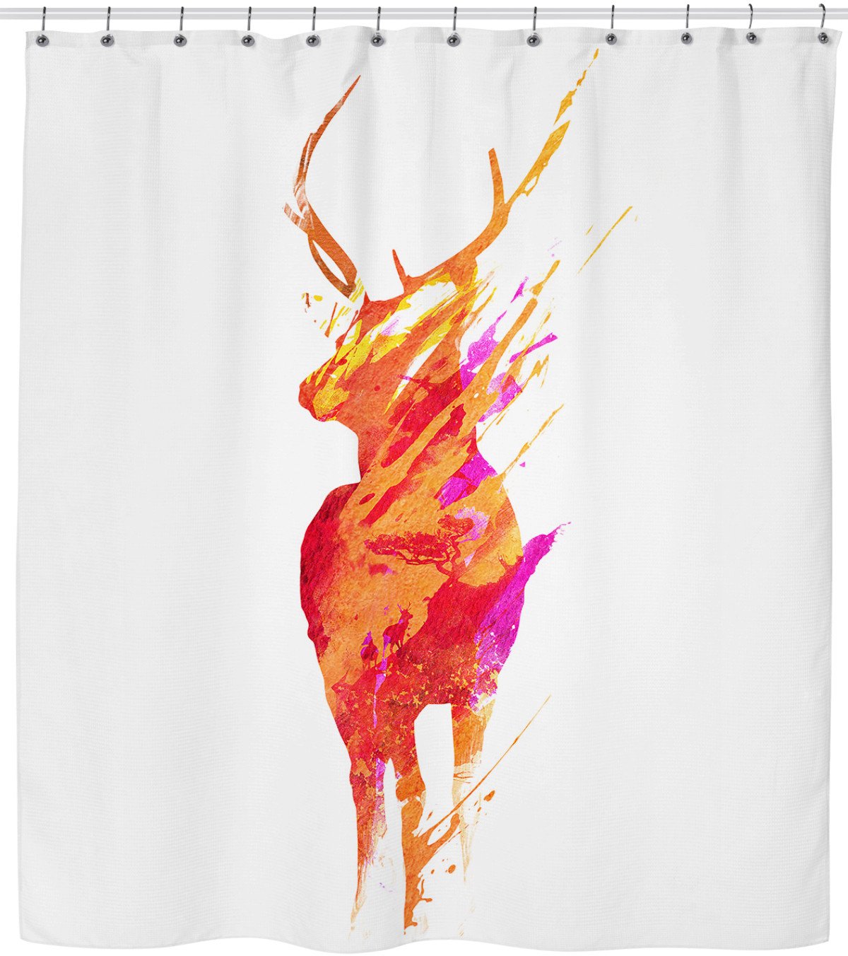 Red Fawn Reindeer Shower Curtain