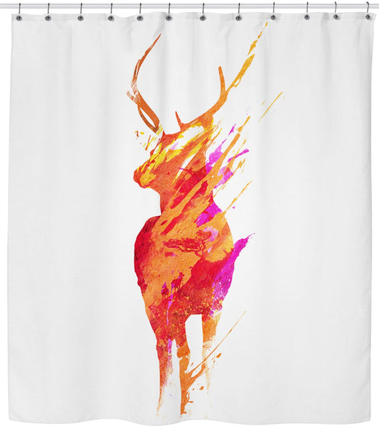 Red Fawn Reindeer Shower Curtain