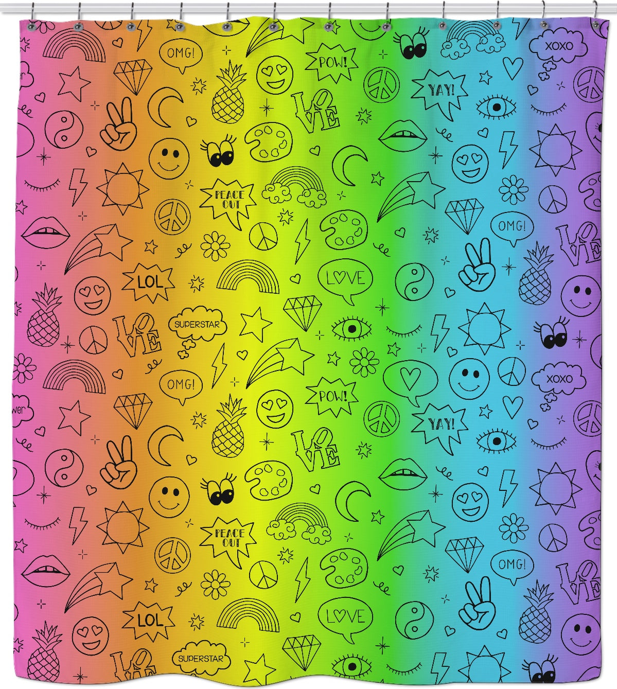 Fun Outlined Icons Shower Curtain