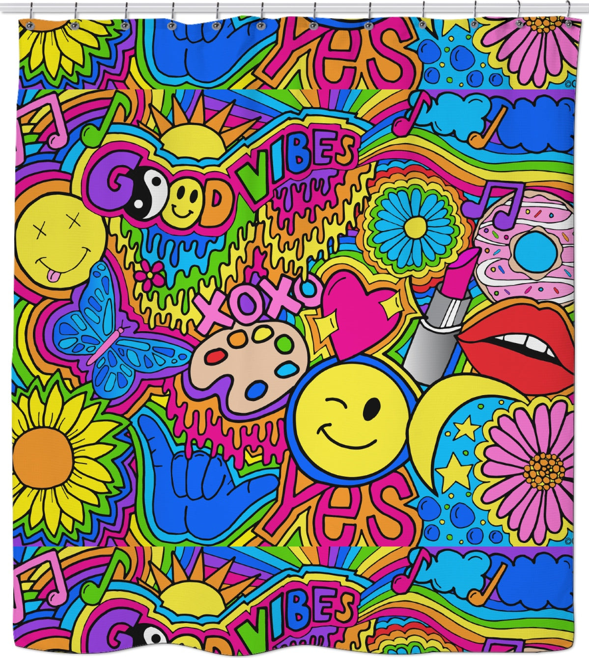 Good Vibes Hippie Shower Curtain