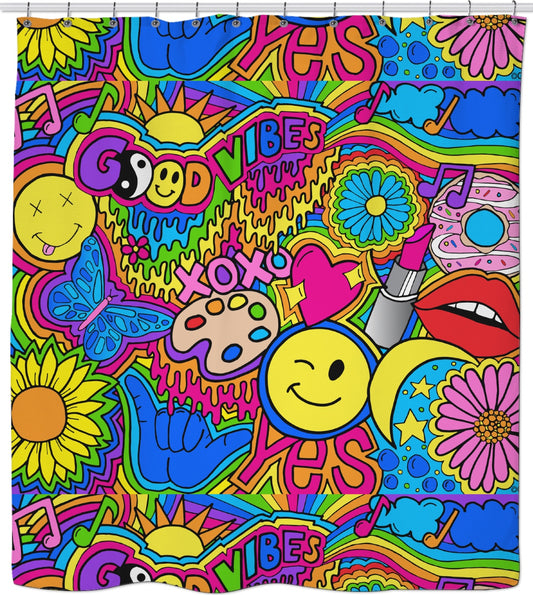 Good Vibes Hippie Shower Curtain