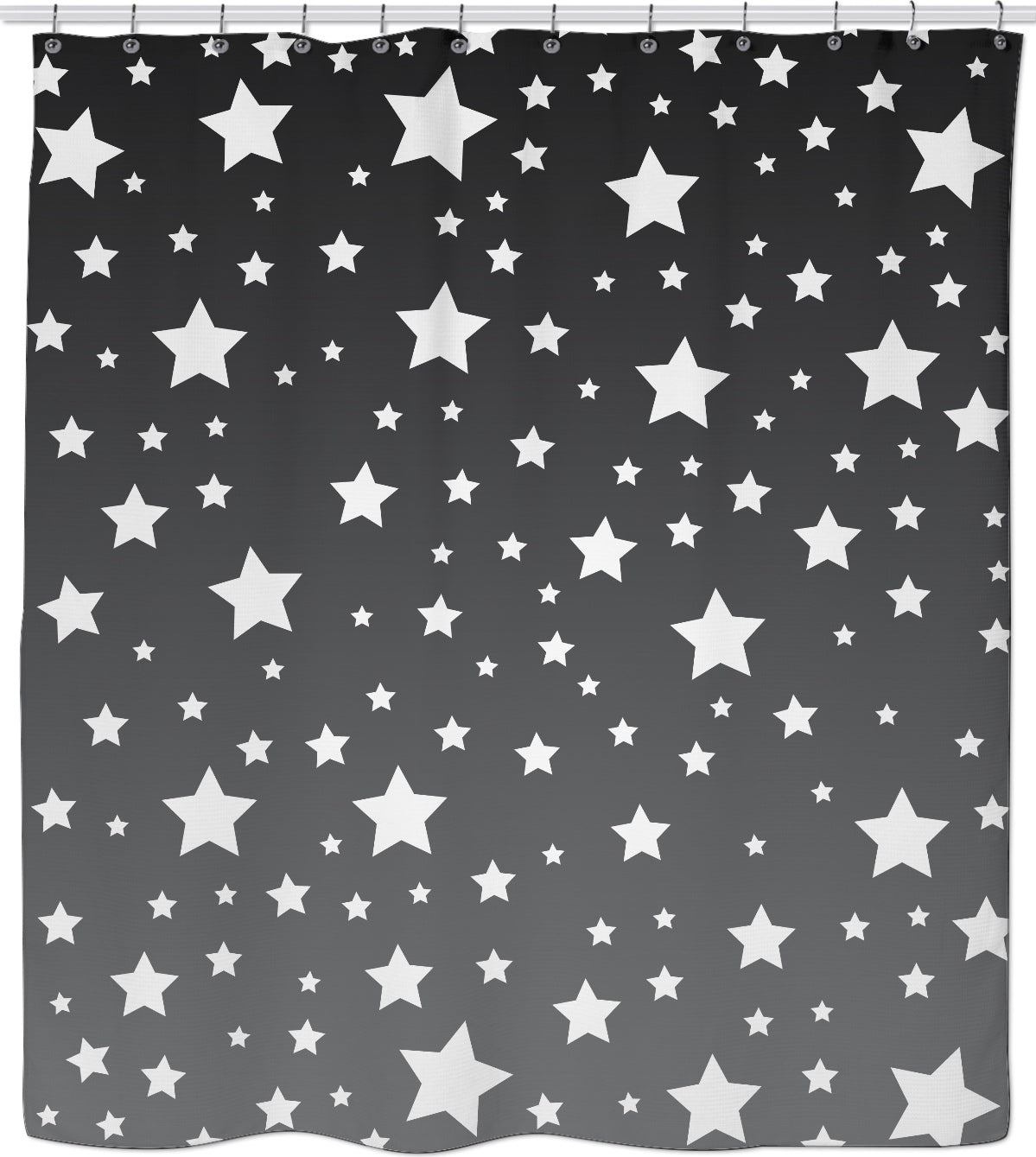White Stars Gray Ombre Shower Curtain