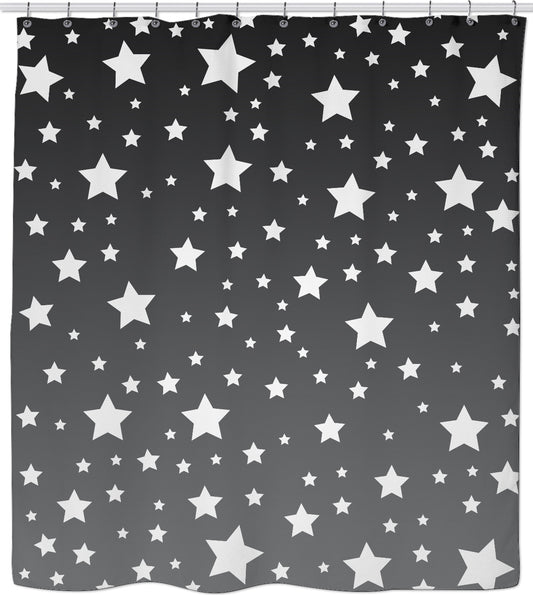 White Stars Gray Ombre Shower Curtain