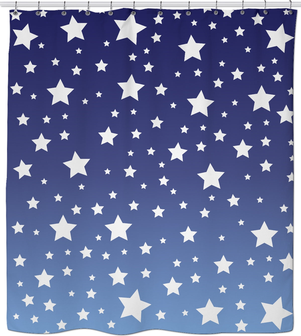 White Stars Blue Ombre Shower Curtain
