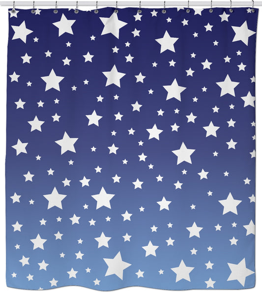 White Stars Blue Ombre Shower Curtain