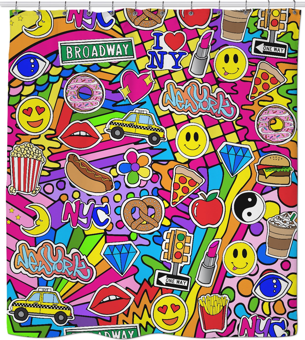 NYC Broadway Emoji Shower Curtain