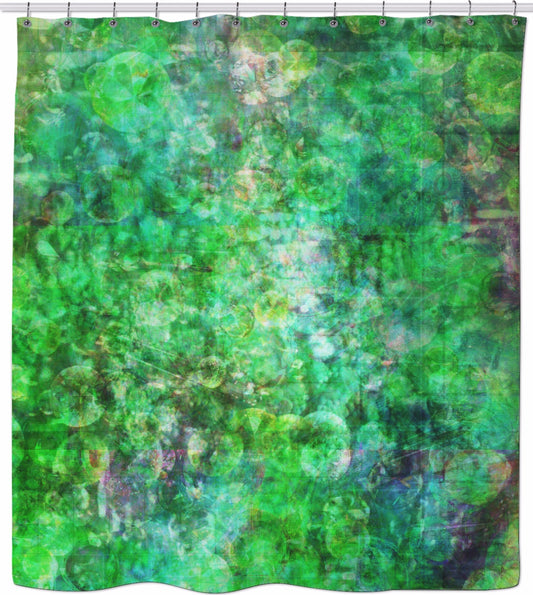 Green Nebula Abstract Magic Shower Curtain