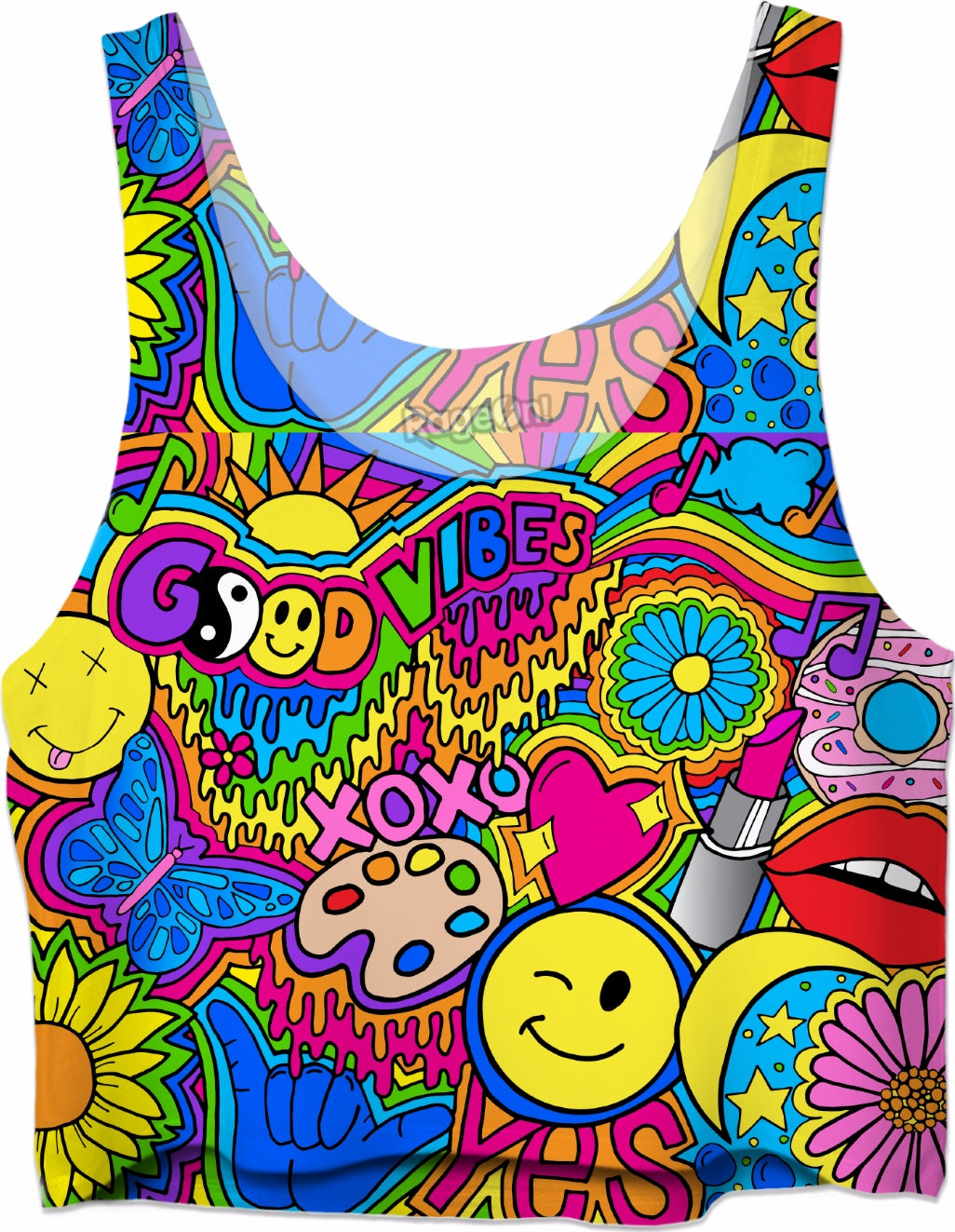 Good Vibes Hippie Collage Crop Top