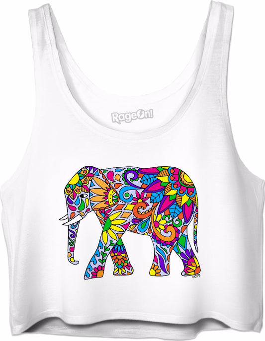 Colorful Tribal Elephant Crop Top