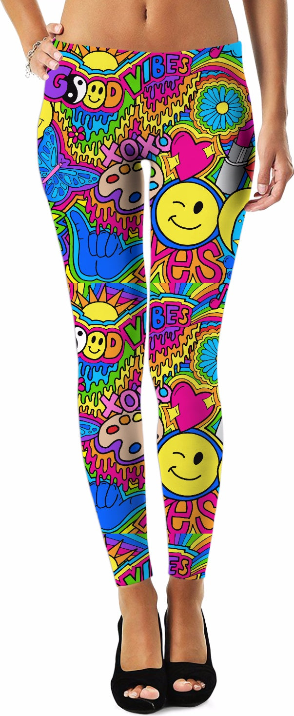 Good Vibes Hippie Collage Leggings