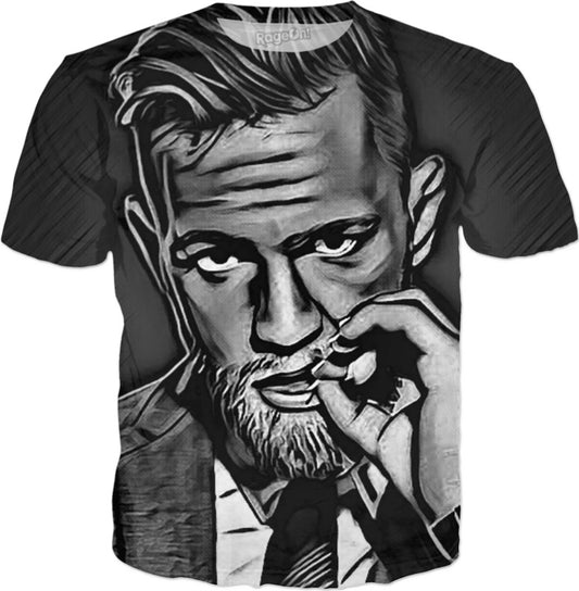 The Notorious Fighter: B&W Charcoal (Original Artwork) T-Shirt
