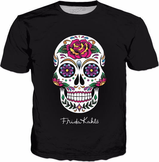 Frida Kahlo Color Sugar Skull Classic Black T-Shirt