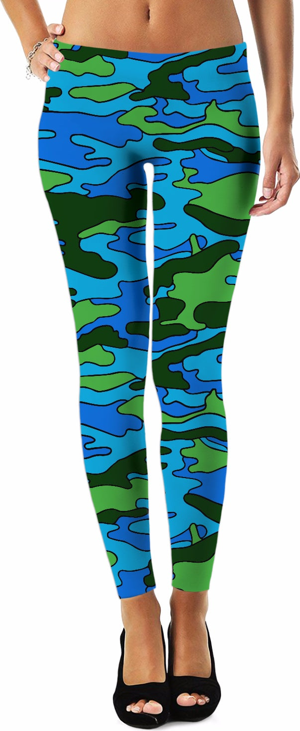 Blue & Green Camo Leggings
