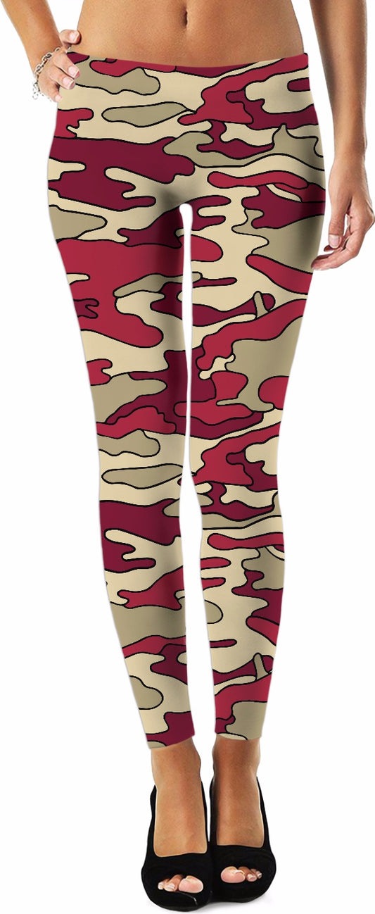 Red & Cream Camo Leggings