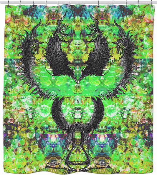 Bird Soul Green Artistic Shower Curtain
