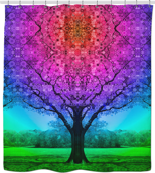 Rainbow Star Tree Shower Curtain