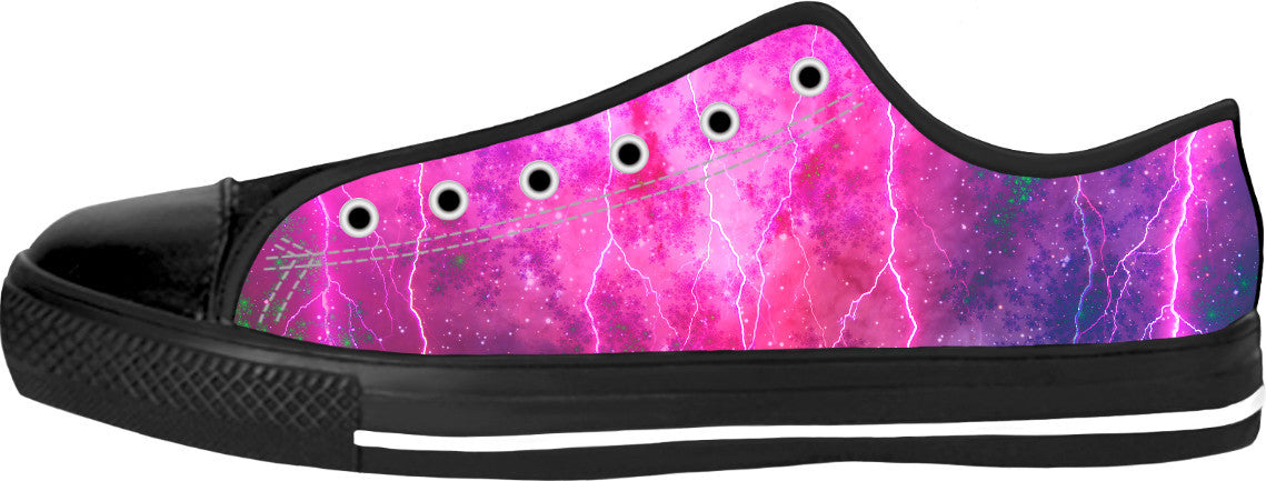 Blue And Pink Prophecy Black Low Top Shoes
