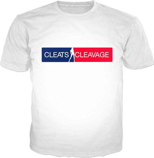 Cleats and Cleavage White Logo Tee