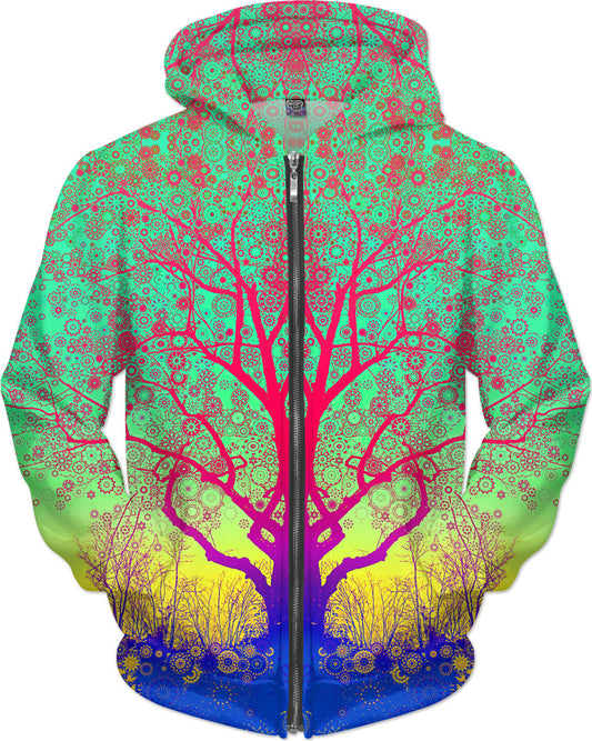 Green Star Trip Tree  Zip-Up Hoodie