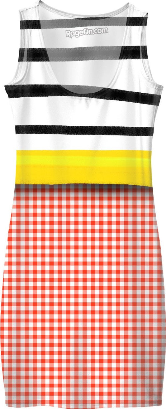 Ruth Fitta Schulz - Striped Black and White Handmade Cute Patterns Dress