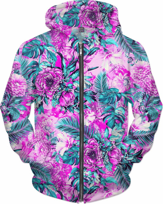 Tropical Garden Pink Hoodie