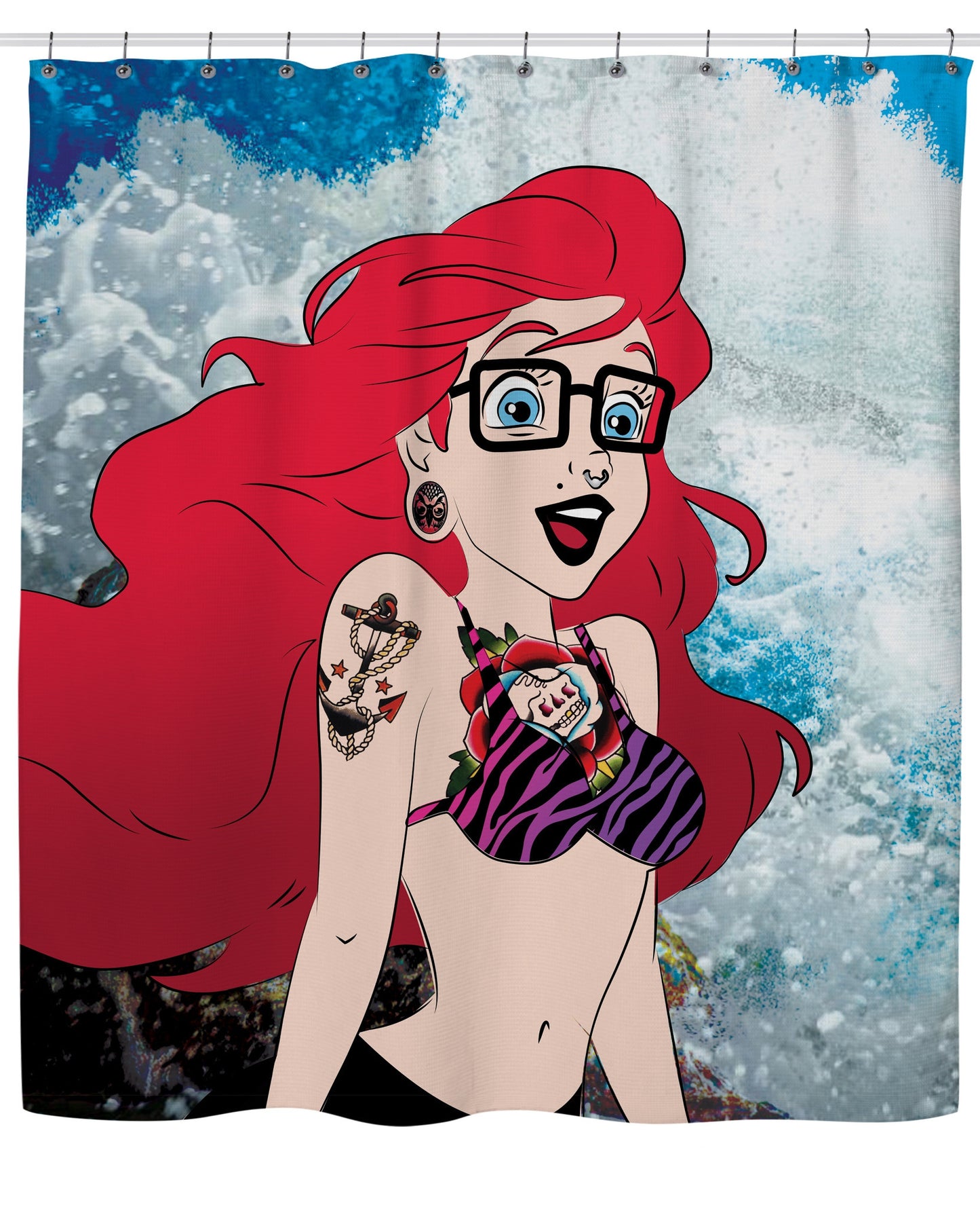 Hipster Ariel Little Mermaid Shower Curtain