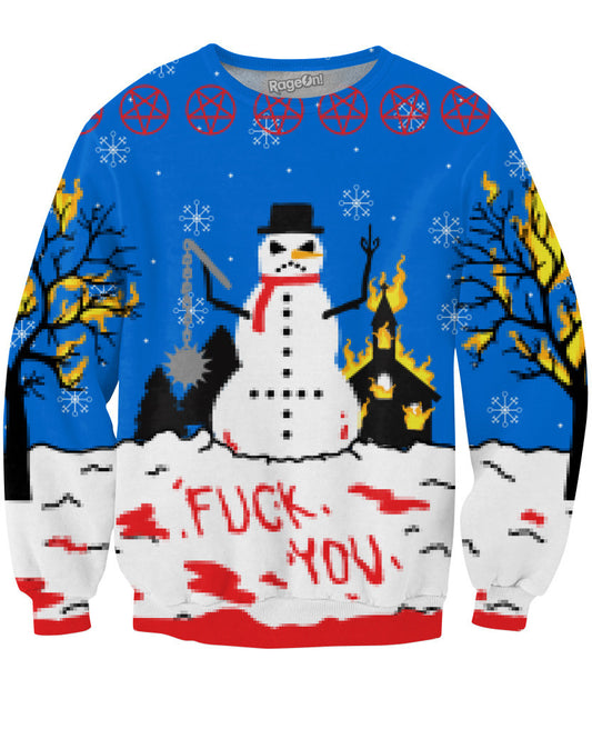 Perez Hilton Frosty the Angry Snowman Crewneck Sweatshirt