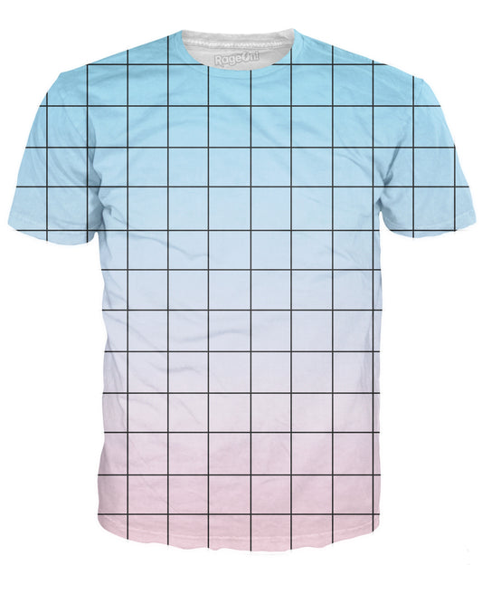 Blue Pink Grid T-Shirt