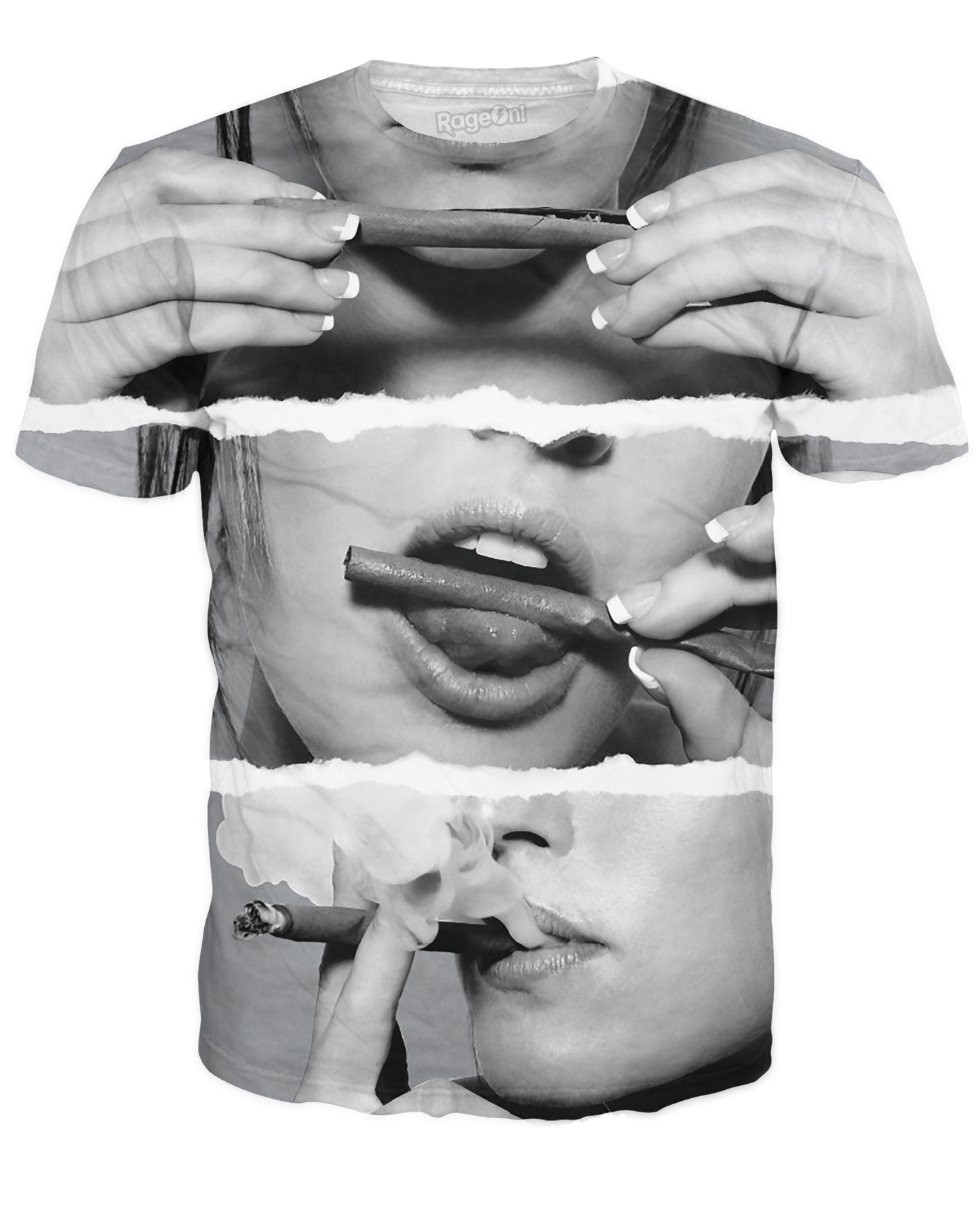 Girl Rolling a Blunt Black and White T-Shirt