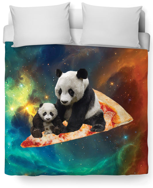 Space Pizza Panda Duvet Cover Set