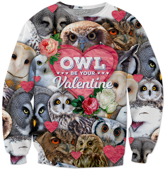 Owl Be Your Valentine Crewneck Sweatshirt