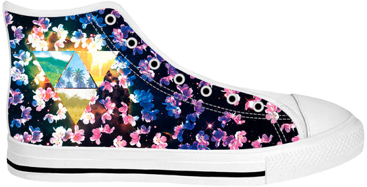 Cherry Blossom White Sole High Top Shoes