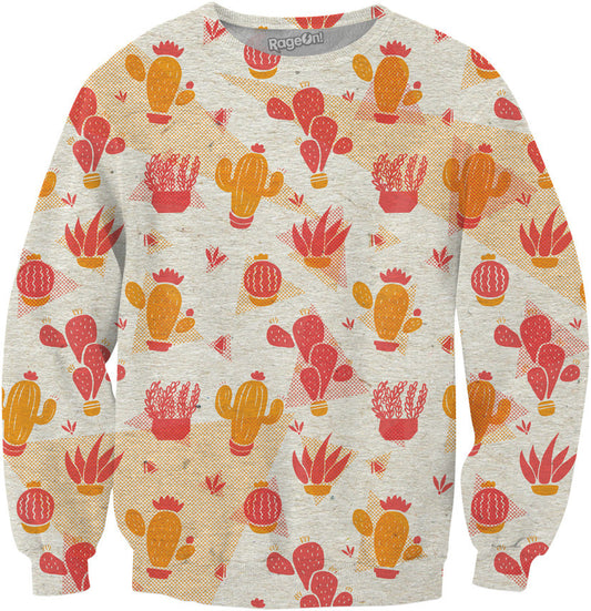 Succulent Pattern Crewneck Sweatshirt