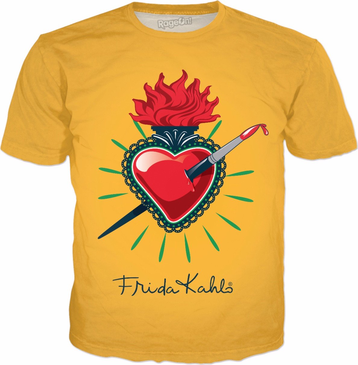 Frida Kahlo Pierced Heart Yellow T-Shirt