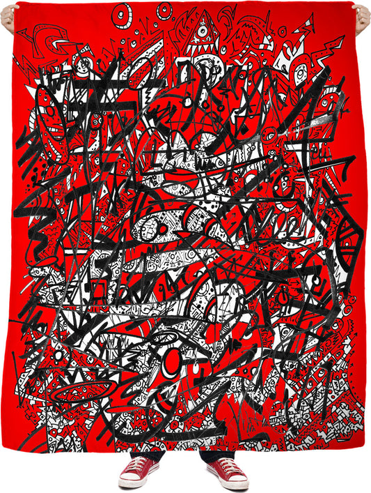 Nobody Touches Nothin (Red Version 3) Fleece Blanket