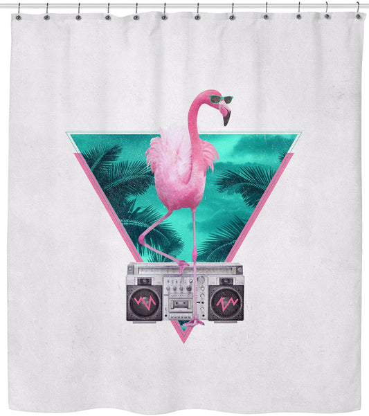 Miami Pink Flamingo Shower Curtain
